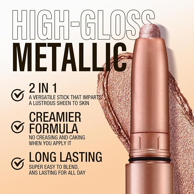 Jolilab Eyeshadow Stick Set, 2 PCS Matte Professional Bright-Colored Contouring and Highlight Stick, Cream Waterproof Long Lasting High Pigmented Eye Shadow (2, 05+21 2pcs)-BrightBean Baby
