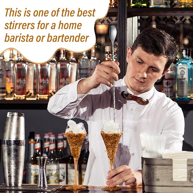 Lallisa 18 Pcs 12 Inches Bar Spoons Stainless Steel Mixing Spoons Spiral Pattern Long Drink Stirrer for Cocktail Shaker, Silver