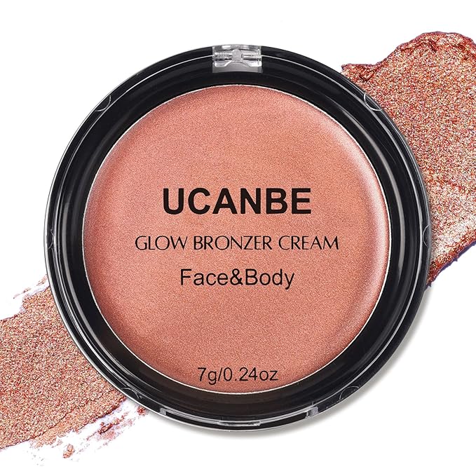 UCANBE Face & Body Cream Bronzer, Natural Coral Warm Sun-Kissed Glow Blusher, Buildable Blendable for Long Lasting Radiant Glow, Luminous Bronzing Highlighting Multi-Use Makeup Palette-BrightBean Baby