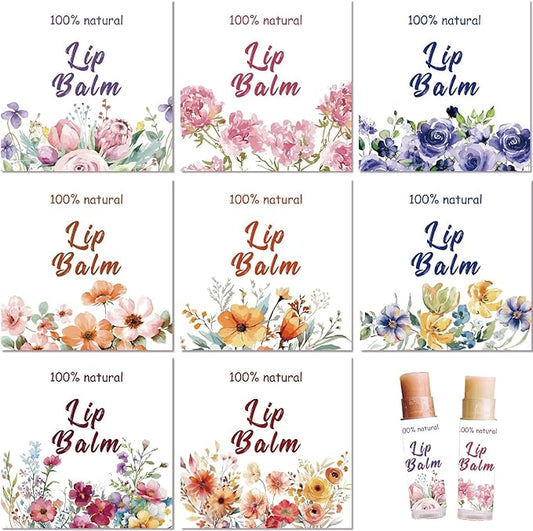 CRASPIRE 80Pcs 8 Styles Lip Balm Sticker Flower Self-Adhesive Homemade Lip Balm Labels Vintage Square DIY Plant Label Stickers for Lip Balm Containers Cosmetics Lipsticks-BrightBean Baby