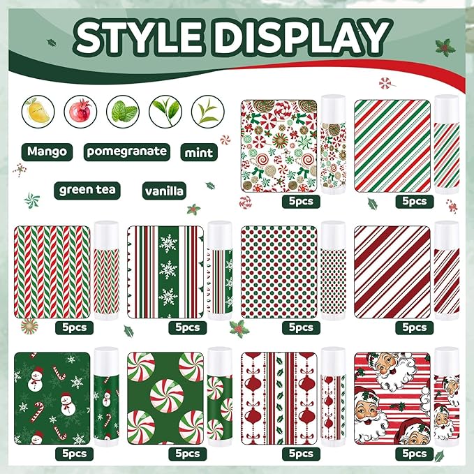 50 Pcs Lip Balm in Bulk Gift Set Moisturizing Lip Moisturizer Candy Themed Baby Shower Favors Candy Themed Gifts with Assorted Fruit Flavors for Women Men Dry Chapped Lips Christmas Gifts-BrightBean Baby