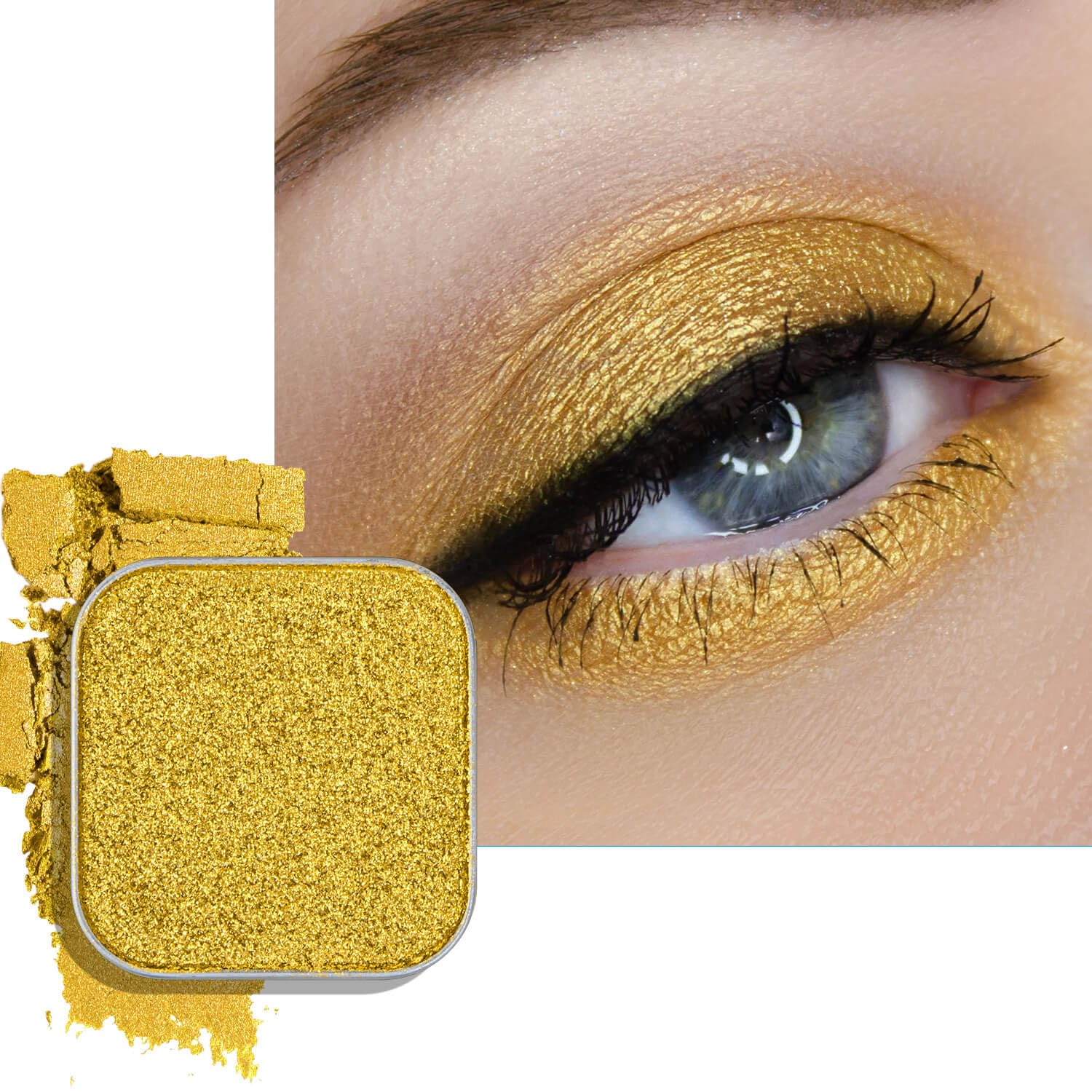 Magnetic Single Eyeshadow Gold Shimmer Highly Pigmented Blendable Longwear Powder in Magnetic Refill Pan for Custom Palette Easy to Apply and Remove (Meadow Glow)-BrightBean Baby