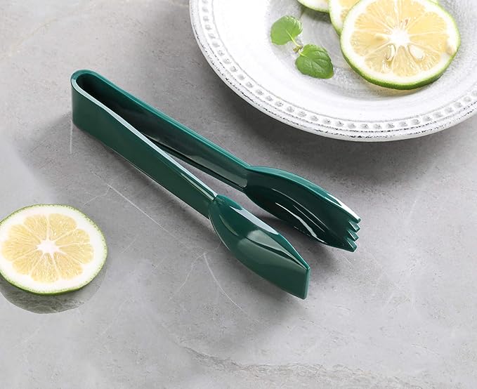 New Star Foodservice 35599 Utility Tong, High Heat Plastic, Straight Edge, 6 Inch, Set of 12, Green