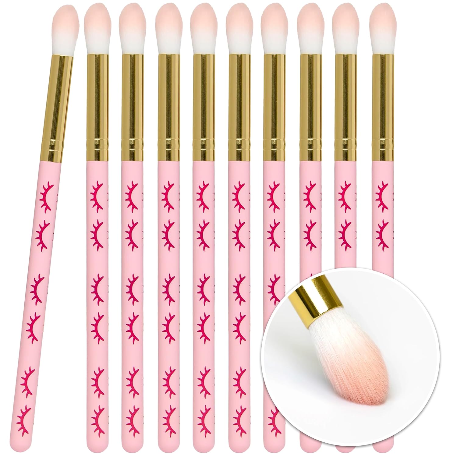 CURACORO Lash Shampoo Brushes Set, Eyelash Cleansing Brush For Cleansing Eyelash Extension, Soft and Comfortable Facial Makeup Remover Tools (Pink, Pack of 10)-BrightBean Baby