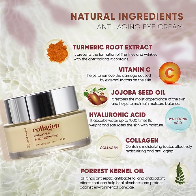 Anti-Aging Eye Cream with 5% Collagen and 5% Vitamin C, Reduce Dark Circles & Puffiness, Fine Lines and Wrinkles, Caffeine, Korean Skin Care, 0.7 Fl Oz-BrightBean Baby