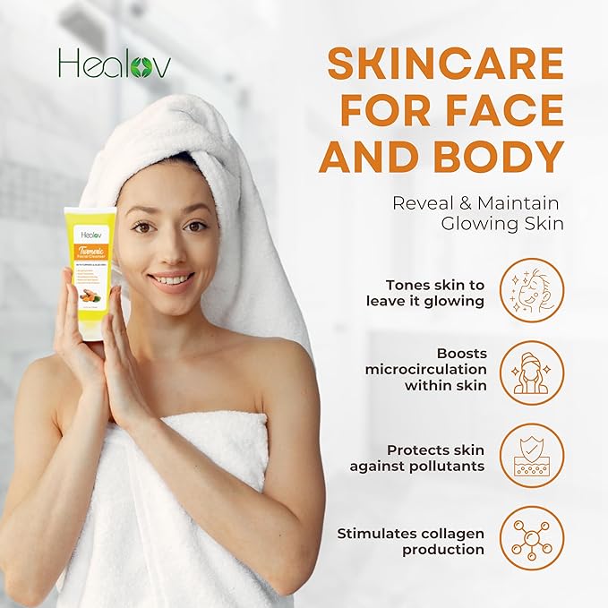 Turmeric Skincare Set - Turmeric Skin Care Products Brightening & Acne - Turmeric Skin Care Kit, Turmeric Skin Care Set - Turmeric Cleanser, Body Scrub, Face Cream & Facial Serum-BrightBean Baby