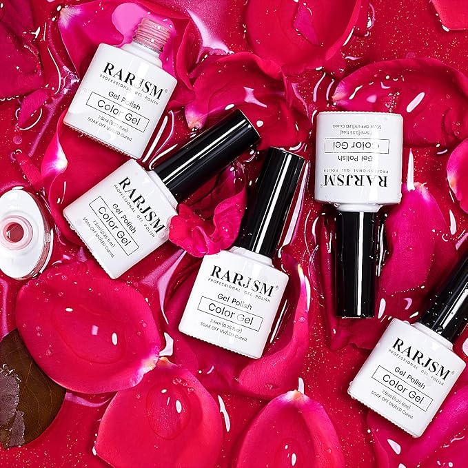 RARJSM Pink Gel Nail Polish Set 6 Pcs Pale Light Pink Neon Hot Pink Rose Glitter Fuchsia Sweet Cherry Colors Gel Polish Soak off 7.5ml UV LED Cured for Summer Home Salon Spring Nails-BrightBean Baby