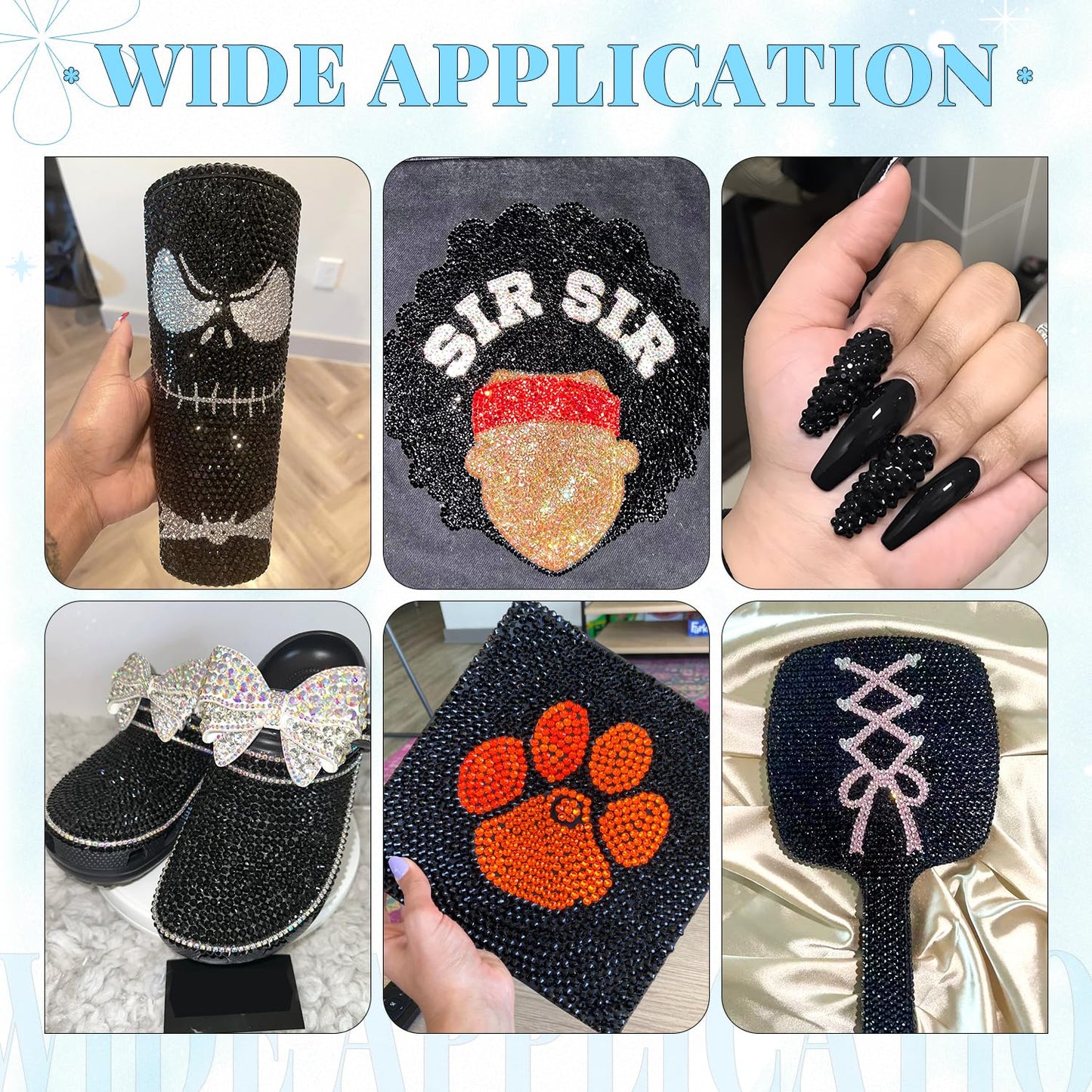 6000Pcs Resin Rhinestones for Bedazzling with 3Pcs B7000 Jewelry Glue, 1 Box Black Flatback Rhinestones for Crafting Crafts DIY, Crystals Gems for Clothing Shoes Tumblers Nail Art Makeup-BrightBean Baby