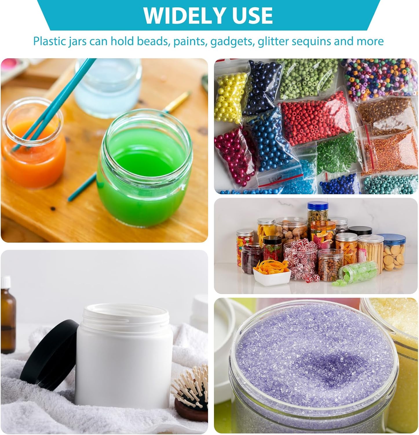 8 oz Clear Plastic Round Jars with Black Lids, 40pcs 8oz 250ml Leak-Proof Wide-Mouth Cosmetic Storage Containers for Slime, Kitchen Use, Beauty Products, Cream, Scrubs, Bath Salt and More-BrightBean Baby