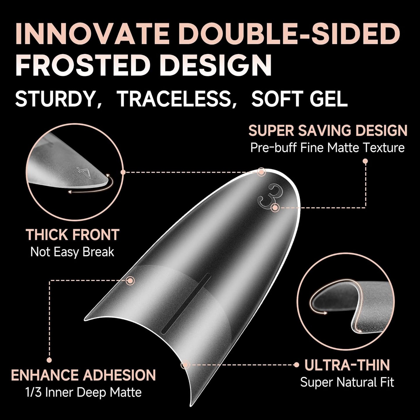 UNA GELLA Medium Almond Gel Nail Tips: Full Matte Almond Shape Nail Tips Half Cover 216pcs Medium Almonds Press On Nails DIY Salon for Fake Acrylic False Nails 12 Sizes, Saving Design Gelly Tips-BrightBean Baby