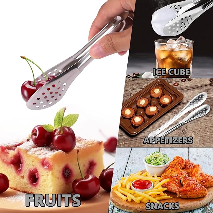 10PCS Serving Tongs, Small Kitchen Tongs,XEVOM Stainless Steel small Appetizer Tongs Mini Sugar Ice (5 Inch)