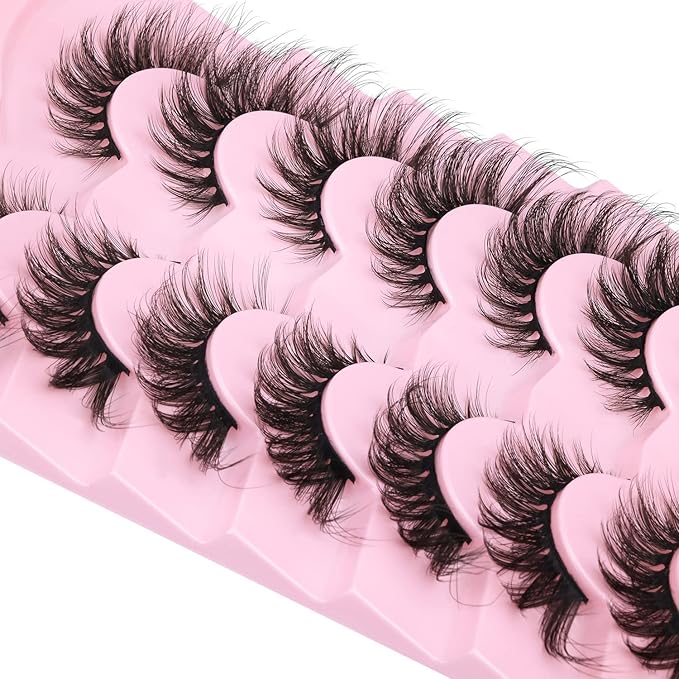 Fox Eye Lashes Faux mink Eyelashes Wispy Cat Eye Long False Eyelahses Dramatic Cross Full Volume Strip Lashes Pack 7 Pairs-BrightBean Baby