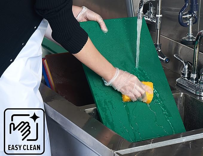 CURTA Cutting Boards for Kitchen, 18" x 12" x 0.5" Green Color Coded Plastic Chopping Board with Anti Slip Surface Dishwasher Safe