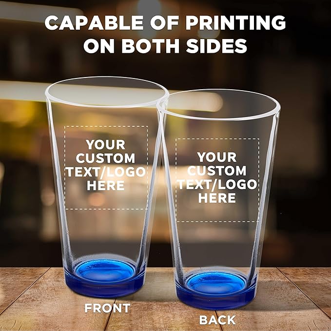 Custom Libbey Pint Glass 16 oz. Set of 100, Personalized Bulk Pack - Beer Glasses, Heavy Duty Drinkware - Blue