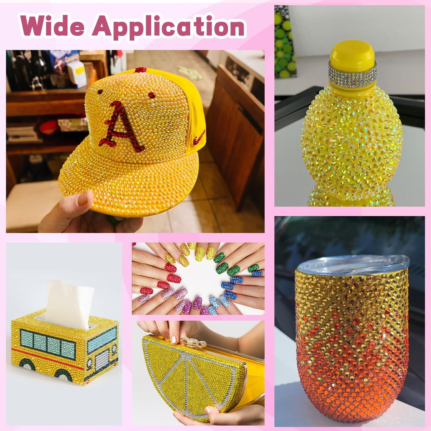 20000Pcs Yellow Rhinestones for Bedazzling with 1Pcs B7000 Jewelry Glue, Resin Rhinestones for Crafting Crafts DIY, Bedazzler Kit Gems for Clothing Shoes Tumblers Nail Art Assorted Size 3/4/5/6mm-BrightBean Baby