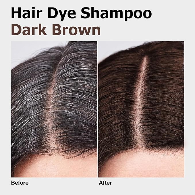 Dark Brown Hair Dye Shampoo 3 in 1 for Gray Hair, Long-lasting & Natual Hair Color Shampoo, Herbal Ingredients Natural Shampoo Hair Dye Effect in Minutes, Gifts for Men Women 500ml-BrightBean Baby