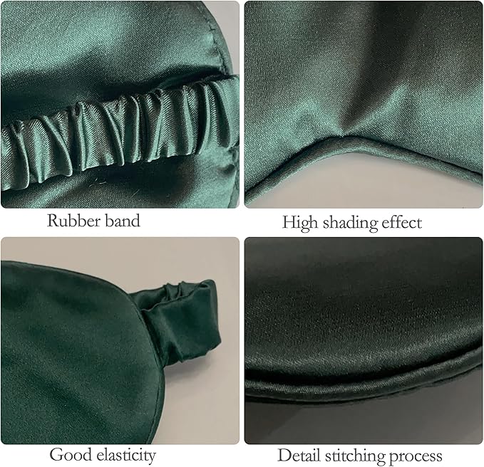 Silk Eye mask for Sleeping Light Blocking for Bedroom, Plane Travel Satin Sleep mask Women Mens,Blackout to Help You deep Sleep (Green)-BrightBean Baby