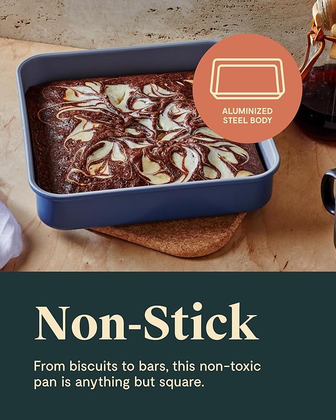Caraway Non-Stick Ceramic 9” Square Pan - Naturally Slick Ceramic Coating - Non-Toxic, PTFE & PFOA Free - Perfect for Brownies, Lemon Bars, Cakes, & More - Slate