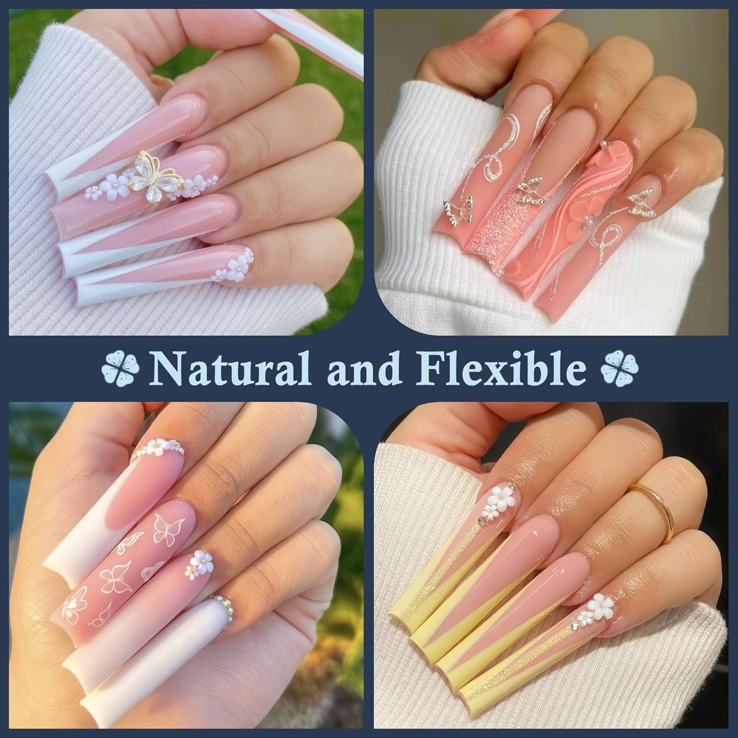 504PCS No C Curve Nail Tips Square XXL Extra Long Tapered Square Nail Tips for Acrylic Nails Professional 12 Sizes Half Cover Straight Clear Fake Nails for Nail Extensions Salons DIY at Home-BrightBean Baby