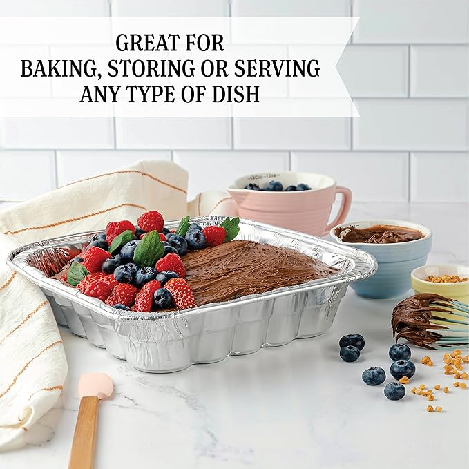 PLASTICPRO Disposable 10'' X 10'' X 3'' Inch Square Aluminum Tin Foil Baking Pans Bakeware - Cookware Perfect for Baking Cakes, Breads, Brownies, Bread, Meatloaf, Lasagna, Pack of 50