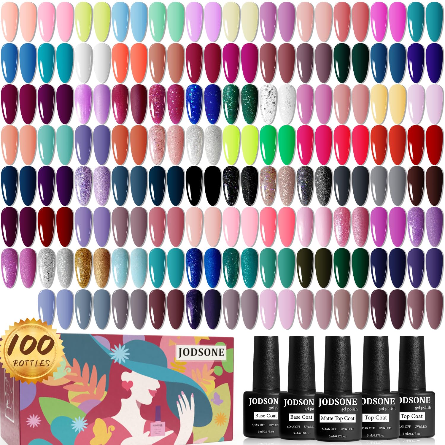 JODSONE Gel Nail Polish Starter Set 100 Pieces Multi-color Gel Nail Polish Nail Salon Home Use In Shine-BrightBean Baby