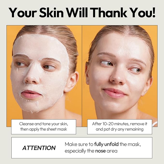 LAPCOS Vita C Sheet Mask, Daily Face Mask with Vitamin C to Renew Skin, Korean Beauty Favorite, 5-Pack-BrightBean Baby