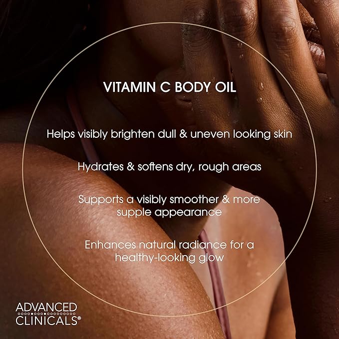 Advanced Clinicals Vitamin C illuminating Body Oil For Women & Men |Vitamin C Oil Skin Care Body Moisturizer With Vitamin E + Botanicals To Help Improve Appearance Of Dark Spots + Dry Skin, 3.8 Fl Oz-BrightBean Baby