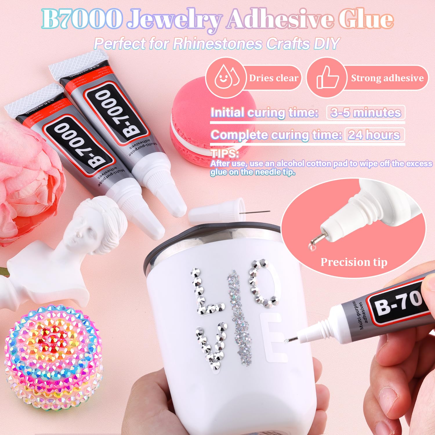 30000Pcs Resin Rhinestones for Bedazzling with 3Pcs B7000 Jewelry Glue, Silver Flatback Gems Rhinestones for Crafting, Clothing Tumblers Mugs Shoes Fabric Decor Nail Art-BrightBean Baby