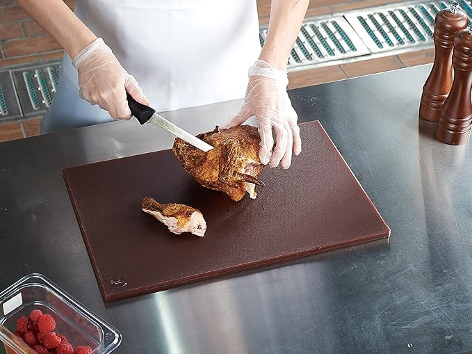 CURTA Cutting Boards for Kitchen,18" x 12" x 0.5" Brown Color Coded Plastic Chopping Board with Anti Slip Surface Dishwasher Safe