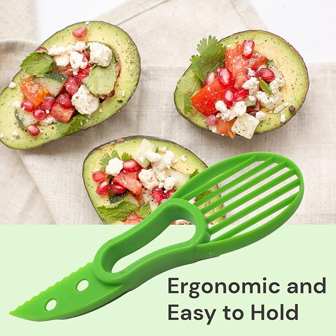 Avocado Slicer (Pack of 2) - 3 In 1 Tool - Cutter, Peeler, Pitter & Scooper - Multifunctional Knife - Splitter - Easy to Use - Kitchen Gadgets
