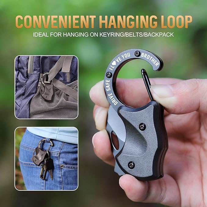 Gifts for Brother Christmas, EDC Box Cutter, Christmas Birthday Gifts Ideas for Brother, EDC Gadget Gift for Camping Hiking Fishing, Gift from Sister