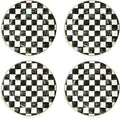 MACKENZIE-CHILDS Enamel Charger Plate, Charger Decoration for Dinner Plates or Home Decor, 12 Inches, Black-and-White Courtly Check, Set of 4