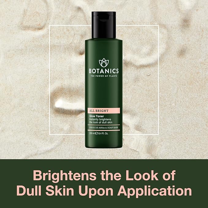 Botanics Glow Toner for Face - Enriched with Hibiscus AHA Exfoliant & Soap Bark - Non-Drying - Vegan and Cruelty-Free Face Toner for Women & Men (8.4 Fl Oz)-BrightBean Baby