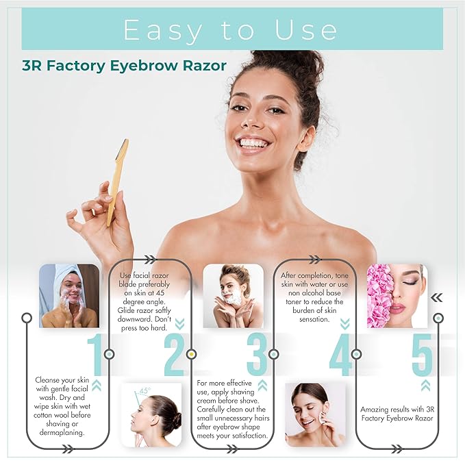 Womens Peach Fuzz Shaver - 3R Factory Ladies Razors for Facial Hair, Face Shaving Razor, Lady Razors for Women Fine Hairs, Eyebrow, Facial & Neck. Come with Safety Cover (Packs of 6)-BrightBean Baby