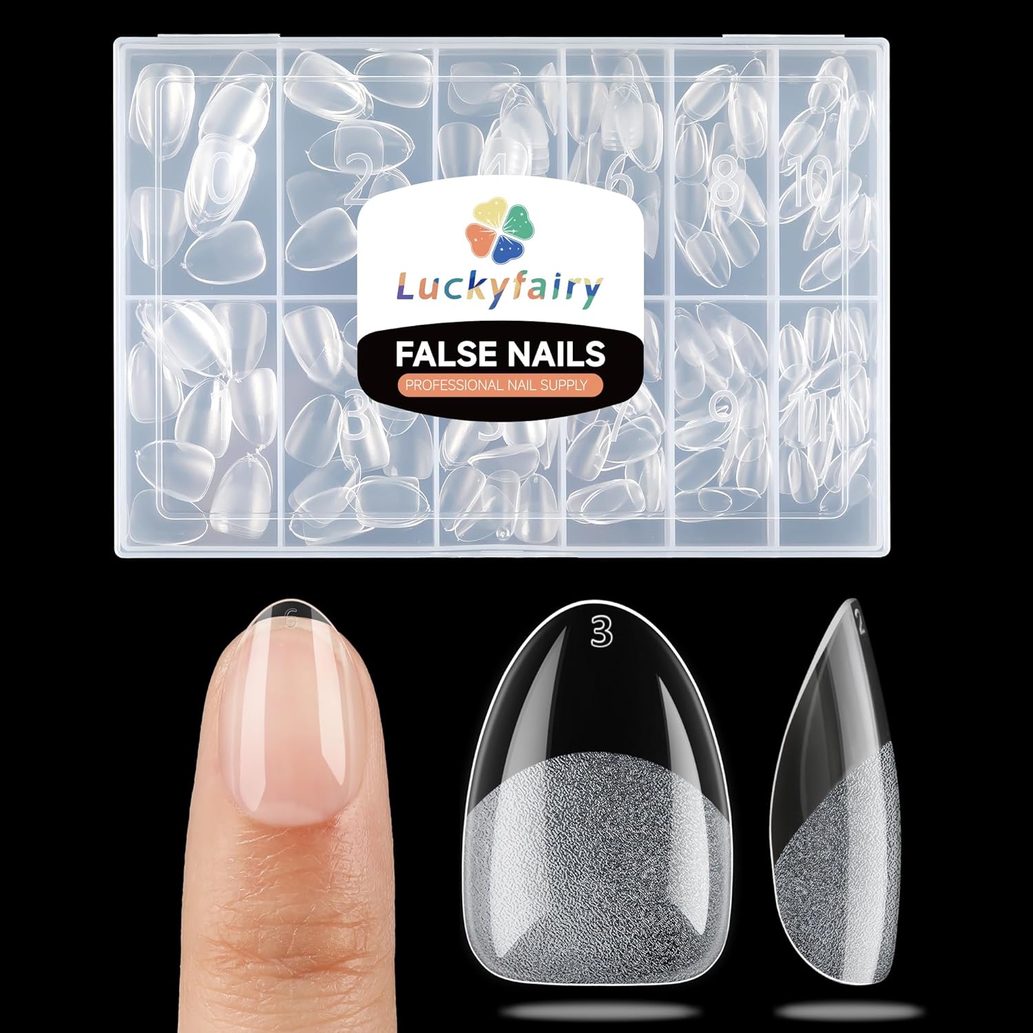 Extra Short Almond Nail Tips, 240pcs Soft Gel Pre-Shaped Acrylic Fake Nails, Half Matte Full Cover Clear Gelly Press on Flase Nail Tips for Extension Nail Manicure Home DIY 12 Sizes-BrightBean Baby