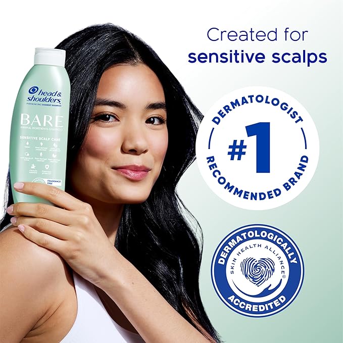Head & Shoulders BARE Dandruff Shampoo Twin Pack, Fragrance-Free, Sensitive Scalp Care, Sulfate-Free, Silicone-Free, Dye-Free, Eco-Friendly Bottles, Safe for All Hair Types, 13.5 Fl Oz Each (Set of 2)-BrightBean Baby