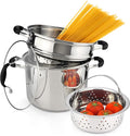 AVACRAFT 18/10 Stainless Steel, 4 Piece Pasta Pot with Strainer Insert, Stock Pot with Steamer Basket and Pasta Pot Insert, Pasta Cooker Set with Glass Lid, 7 Quart