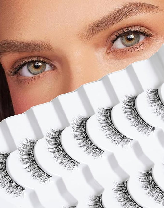 Onlyall Lashes Mink False Eyelashes Natural Wispy Lashes Soft Faux Mink Lashes Fluffy False Lashes DK72-BrightBean Baby