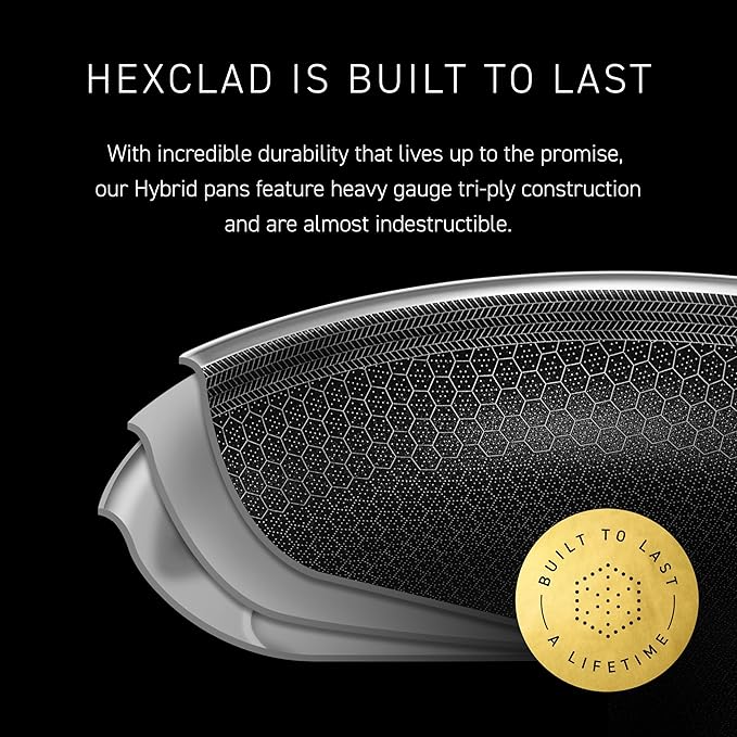 HexClad Hybrid Nonstick Small Roasting Pan with Rack, Dishwasher-Friendly, Oven-Safe Up to 900°F, Compatible with All Cooktops