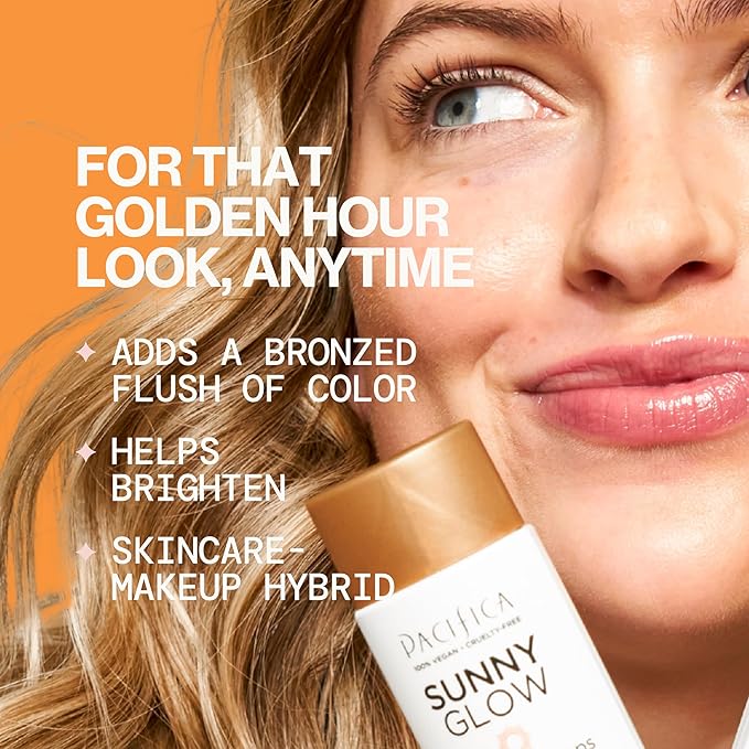 Pacifica Sunny Glow Liquid Face Bronzer Drops - Face Makeup Bronzing For Face & Cheeks for Instant Sun-Kissed Glow - Vitamin C & Glycolic Acid Infused Liquid Bronzer Illuminating Highlighting Clean-BrightBean Baby