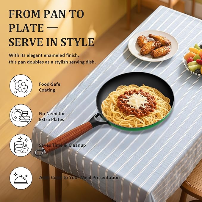 YUTANN Cast Iron Frying Pan 10 Inch - Non Stick Skillet with Diamond Pattern, Pre-Seasoned, PFAS/PFOA Free, Easy to Clean, Detachable Handle, Great for Indoor and Outdoor Cooking