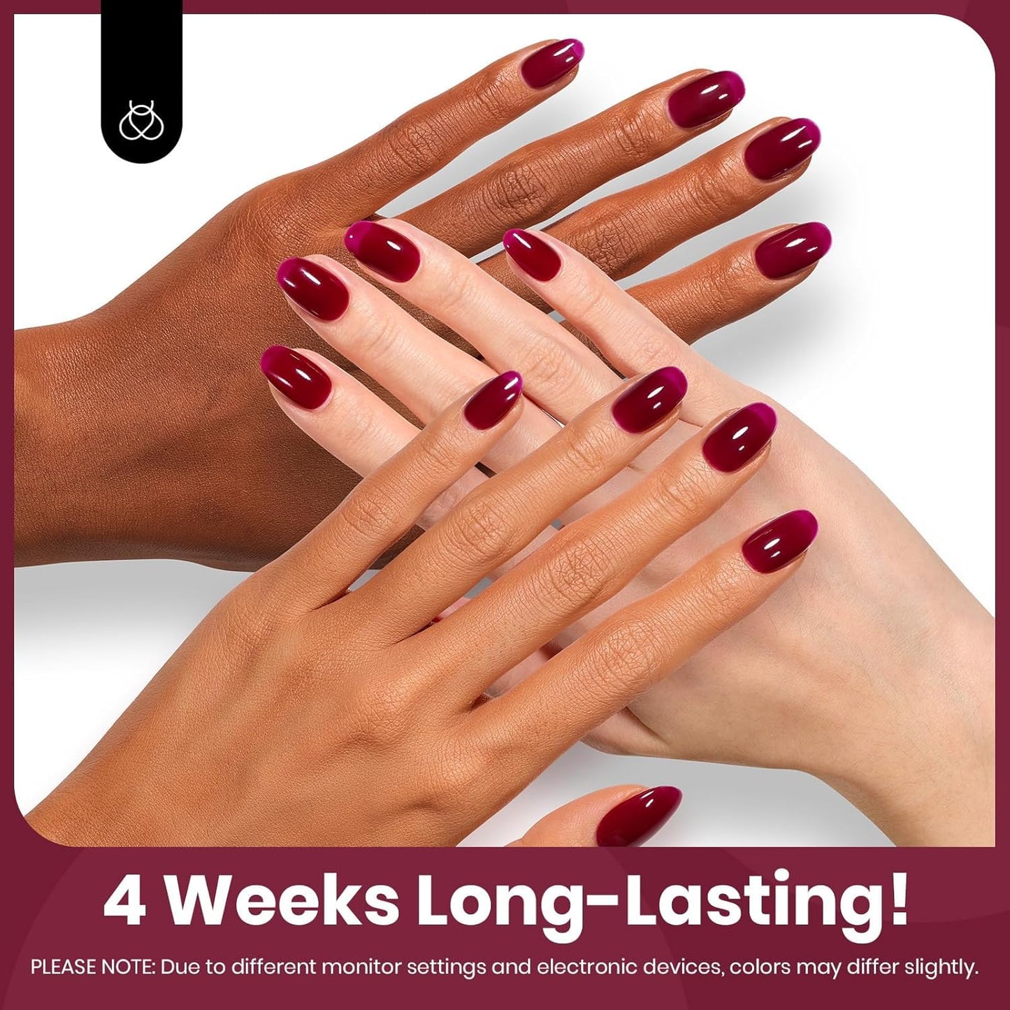 Beetles Dark Red Gel Nail Polish - 15ML Maroon Red Translucent Sheer Jelly Nail Polish Soak Off UV Lamp Colorful Bottle Gel Nail Art Salon DIY Home Manicure Gift for Women-BrightBean Baby