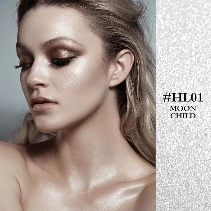 FOCALLURE Starfall Glowing Liquid Highlighter, Shimmering Body Oil, Non-Sticky Shimmer Liquid Luminizer, Non-Greasy, Face & Body Glitter Makeup for Costumes, Cosplay, Rave Festival, MOON CHILD-BrightBean Baby