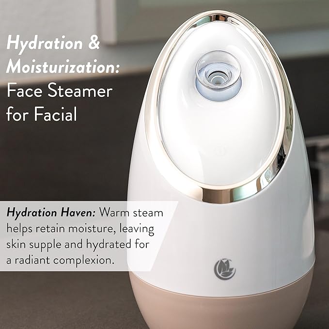 Facial Steamer SPA+ by Microderm GLO - Best Professional Nano Ionic Warm Mist, Home Face Sauna, Portable Humidifier Machine, Deep Clean & Tighten Skin, Daily Hydration for Maximum Serum Absorption-BrightBean Baby
