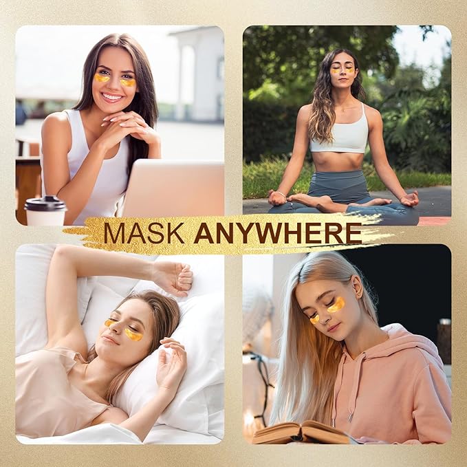 10Pairs 20Pcs 24K Gold Under Eye Patches, Collagen Eye Masks for Dark Circles and Puffiness, Reduce Wrinkles and Puffy Eyes, Refresh Your Skin, Women Skincare Eye Treatment Products-BrightBean Baby