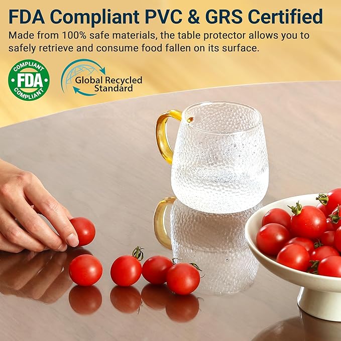 Clear Table Cover Protector Rectangle 42 x 60 Inch, 2.0mm Transparent Plastic Table Protector Waterproof, Anti-Scratch Clear Desk Mat for Office Desktop Dresser Dining Table, FDA Compliant