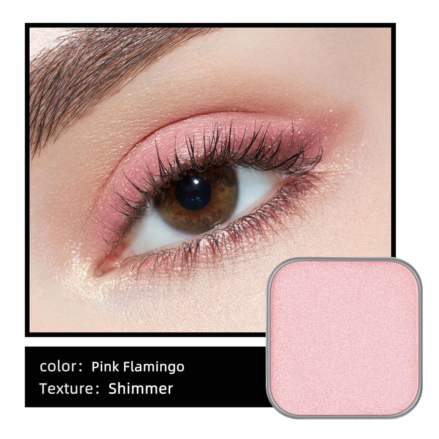 Magnetic Single Shimmer Pink Eyeshadow with Metal Pan, Light Pink Eyeshadow Refill Pan for hooded eyes, for DIY Empty Magnetic Palette (pink flamingo)-BrightBean Baby