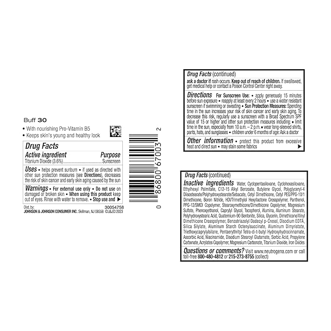 Neutrogena Healthy Skin Liquid Makeup Foundation with Broad Spectrum SPF 20 Sunscreen, Medium Coverage Foundation with Nourishing Pro-Vitamin B5, Buff 30, 1 fl. oz-BrightBean Baby