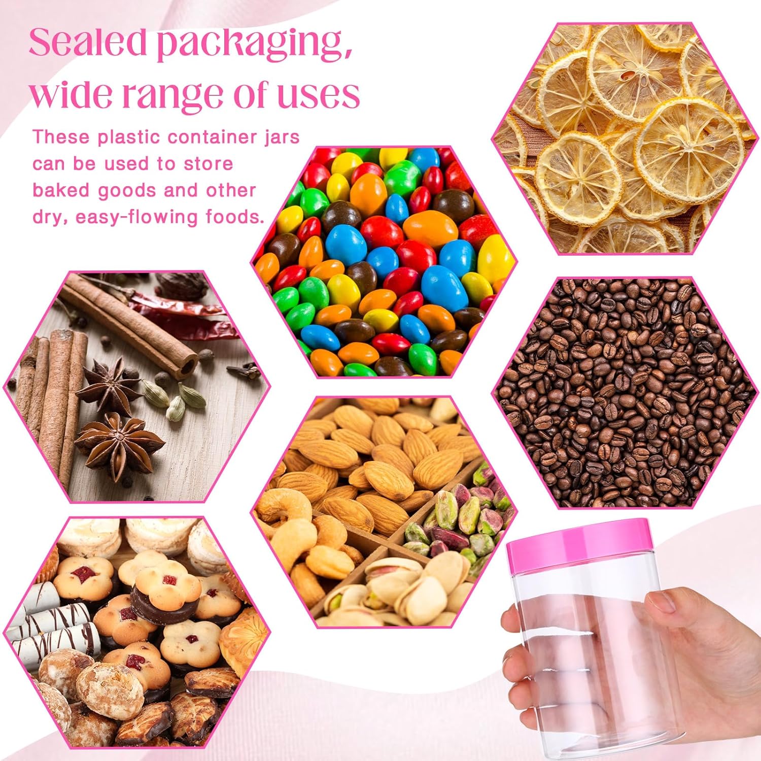 SATINIOR 100 Pcs Plastic Jars with Lids Small Containers Lids Wide Mouth Small Plastic Containers for Lotion Cream Rhinestones Body Butters Travel Storage(10 oz, Pink)-BrightBean Baby