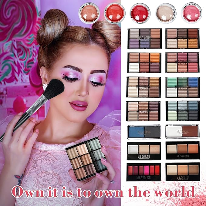 All In One Makeup Kit Multi-Purpose Combination Makeup Surprise Gift Set Beauty Full Makeup Essential Starter Kit, Compact and Lightweight Design for Girls Women and Make Up Beginners-BrightBean Baby